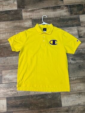 Champion Bright Yellow pique Polo with Navy Logo